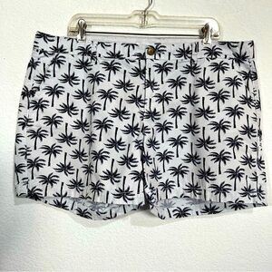 Old Navy Navy & White Palm Tree Cotton Bermuda  Shorts Size 16